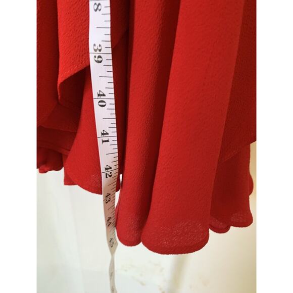 Vtg Phoebe Womens Dress 14 L Red Mini Veck Elegant Ruffles Evening - Picture 11 of 12